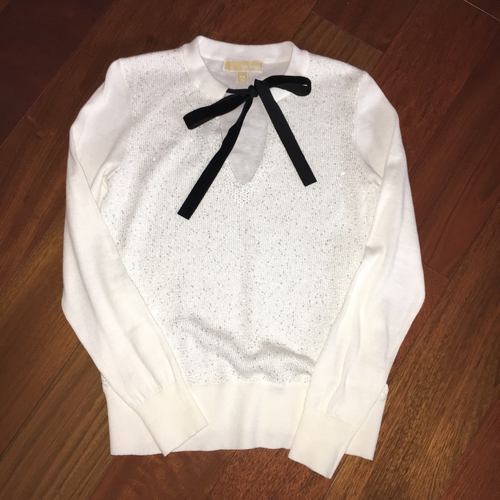 MK Velvet Tie Sequin Sweater 🖤